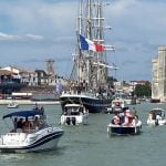 Le Belem et l’Imoca d’Antoine Cornic à La Rochelle samedi 1er mars