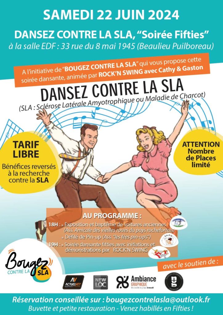Affiche pour l'événement "Danser contre la SLA" organisée le 22 juin 2024