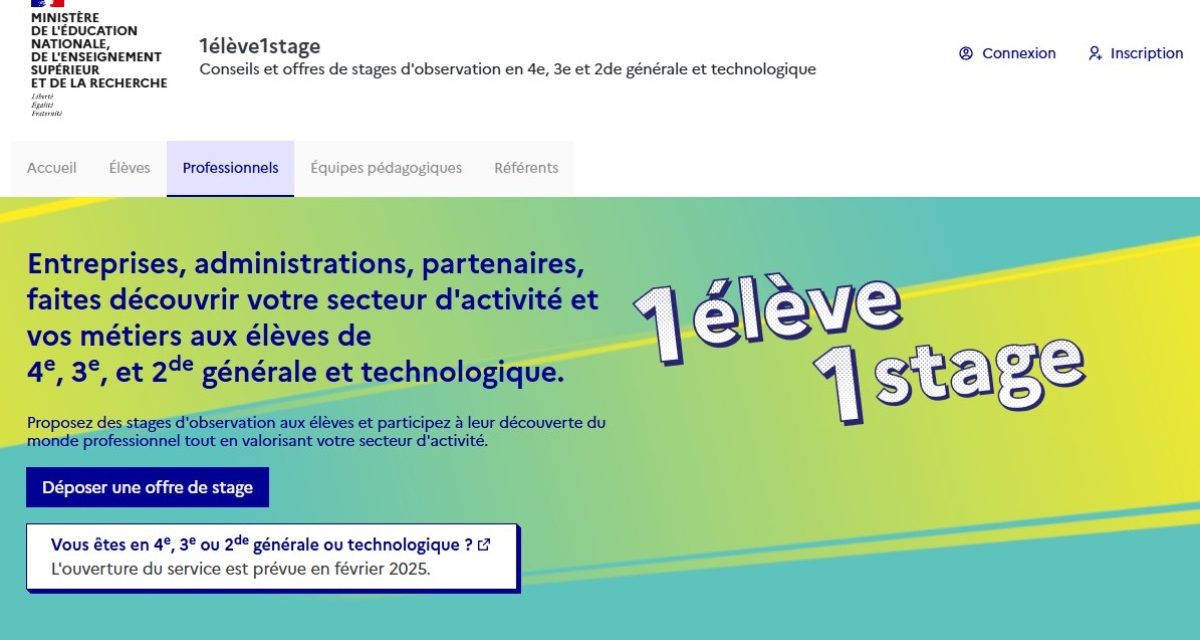 Bientôt la plateforme « 1élève1stage » ouverte aux lycéens