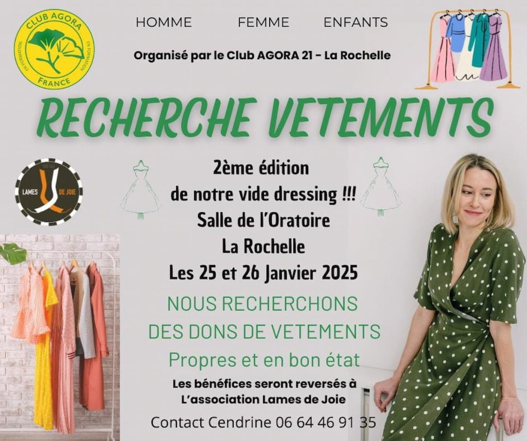 affiche vide dressing caritatif Club Agora 21 La Rochelle