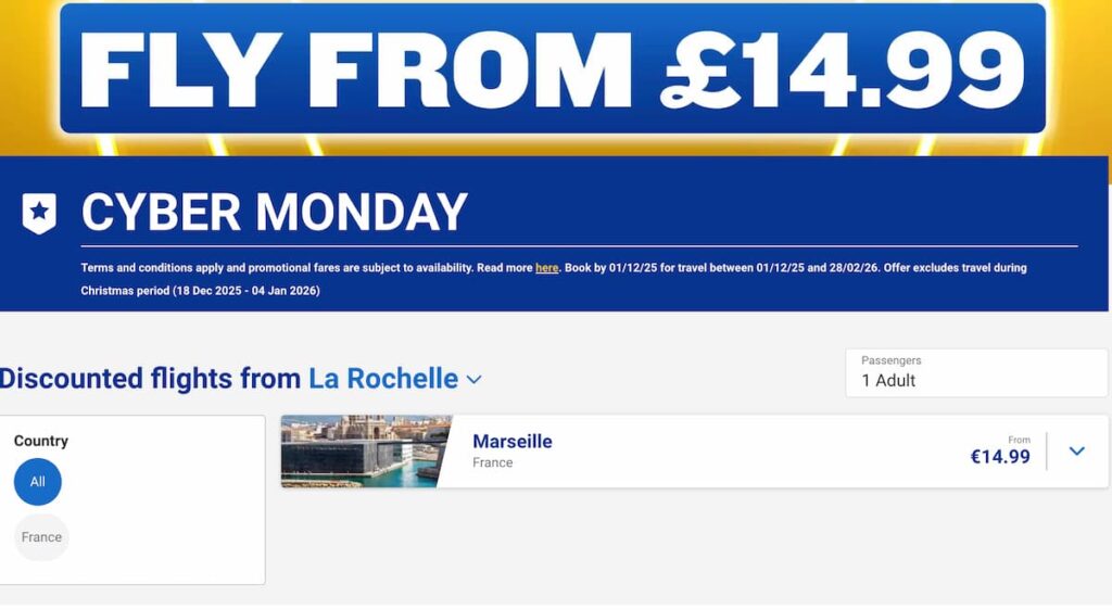 Promotion vols aéroport La Rochelle